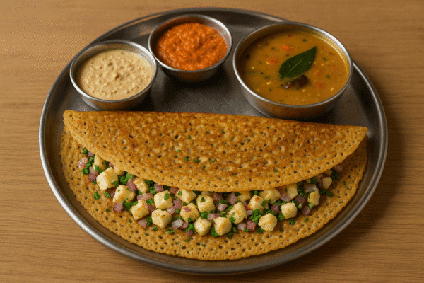 Paneer Onion Millet Dosa